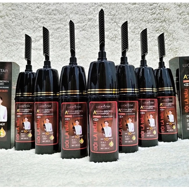Dầu Gội Thảo Dược Cao Cấp Kèm Lược Màu Nâu Lucky Star 250ml