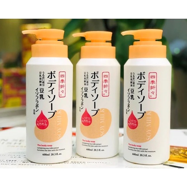Sữa Tắm Chiết Xuất Đậu Nành Kumano Soy Milk The Body Soap Nhật Bản 600ml