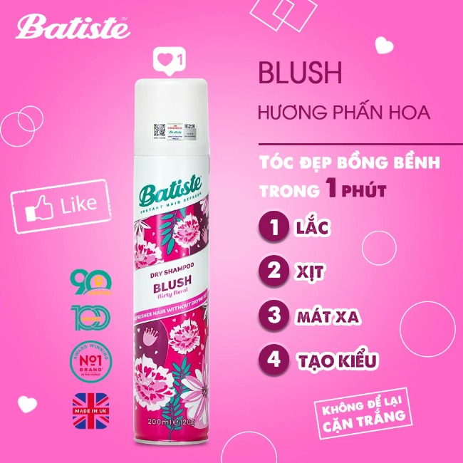 Dầu Gội Khô Batiste Dry Shampoo 200ml