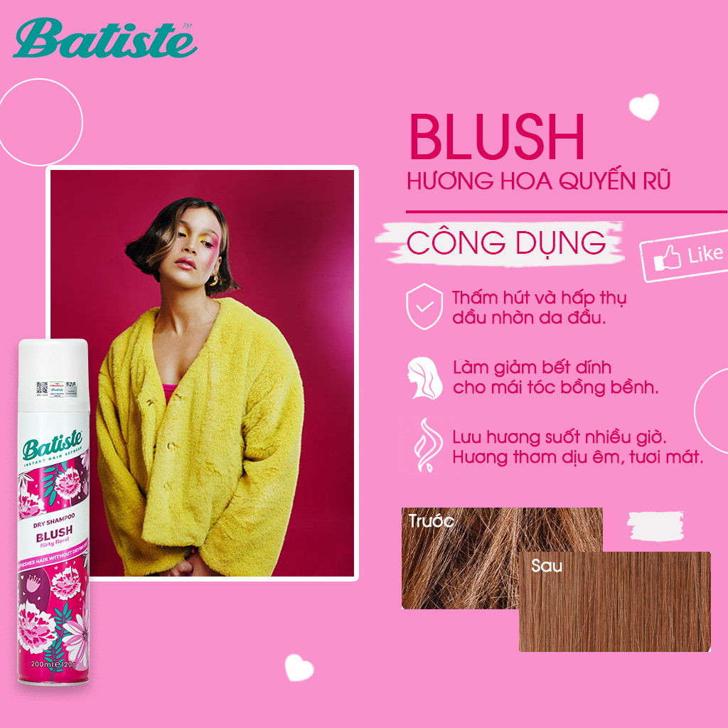B3. Dầu Gội Khô Batiste Dry Shampoo 200ml
