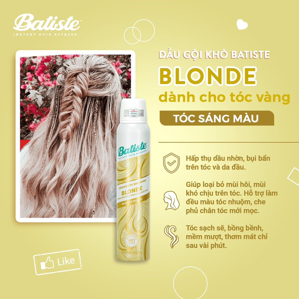 B3. Dầu Gội Khô Batiste Dry Shampoo 200ml