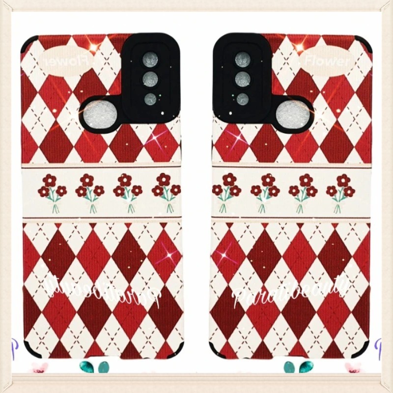 Ốp Lưng Điện Thoại Mềm Họa Tiết Caro Trắng-Đỏ Cho Sam Sung A10S