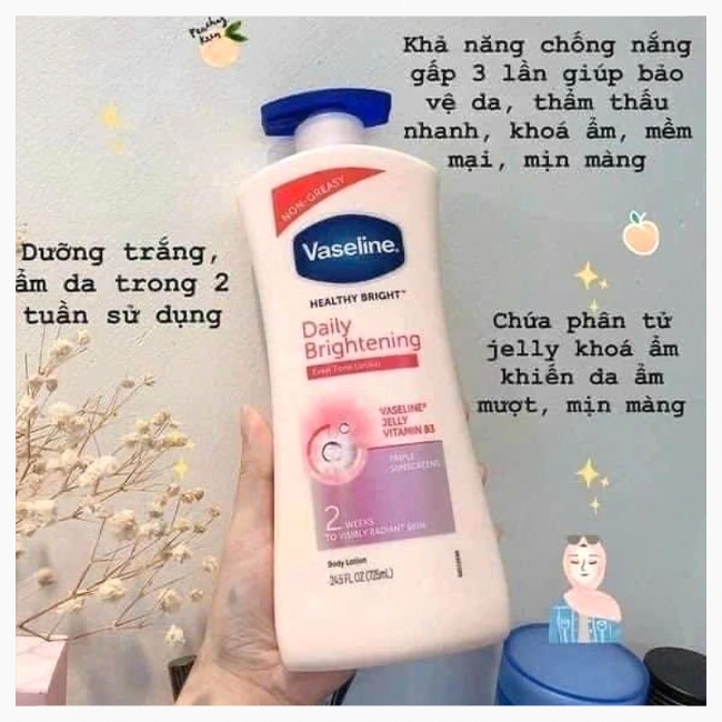 Sữa Dưỡng Thể Nâng Tone Da Vaseline Healthy Bright Daily Brightening 725ml