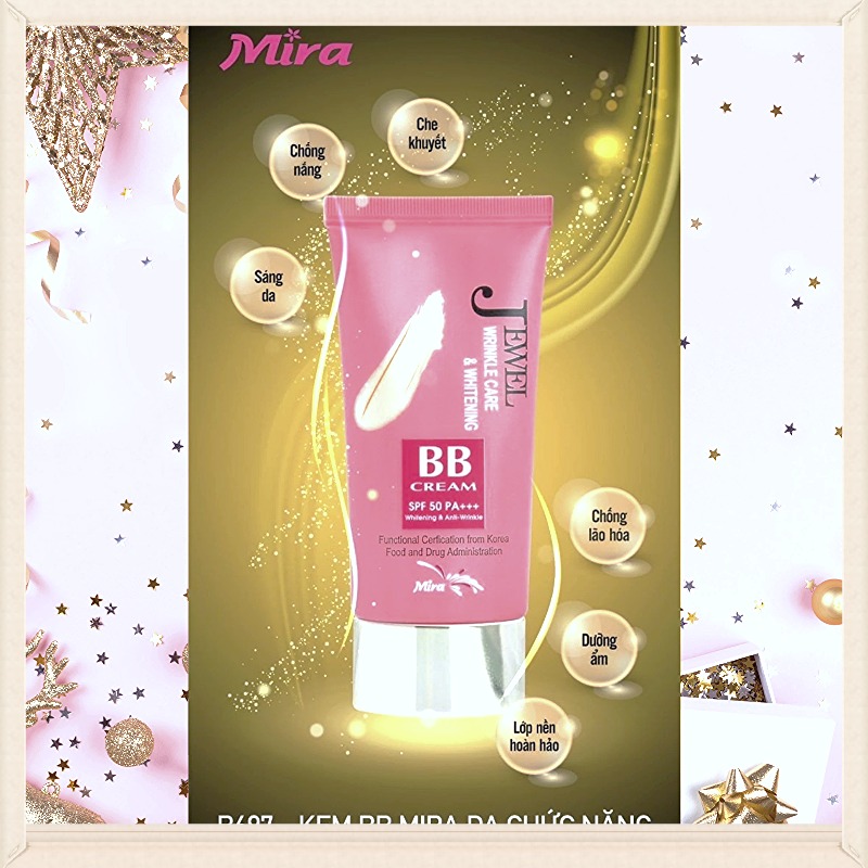 HLK Kem Lót Trang Điểm Đa Chức Năng BB MIRA Jewel Wrinkle Care & Whitening B697 40ml