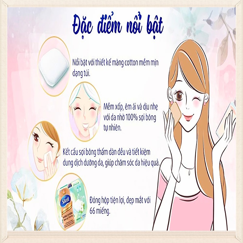 Hộp 66 Miếng Bông Tẩy Trang Với Sợi Bông Cao Cấp Silcot Premium
