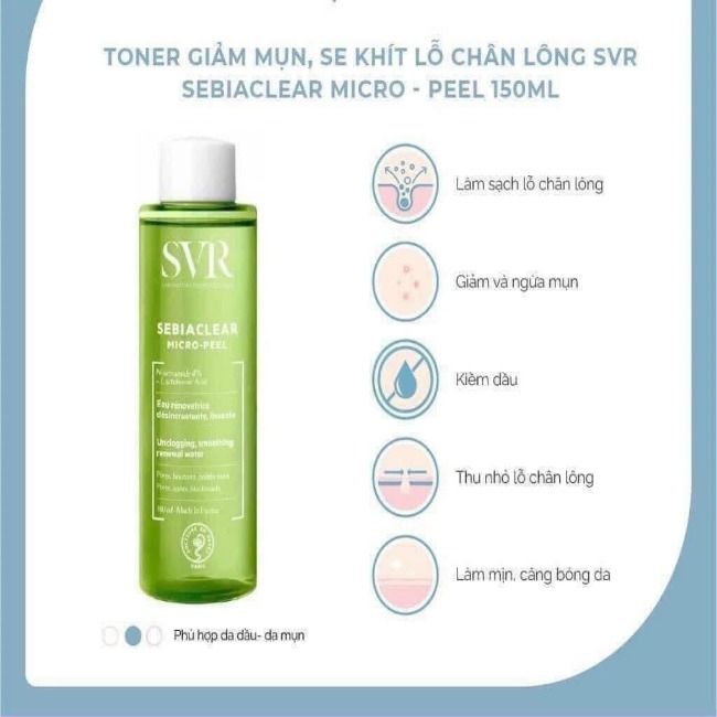 Toner Dành Cho Da Dầu, Mụn SVR Sebiaclear Micro Peel 150ml G