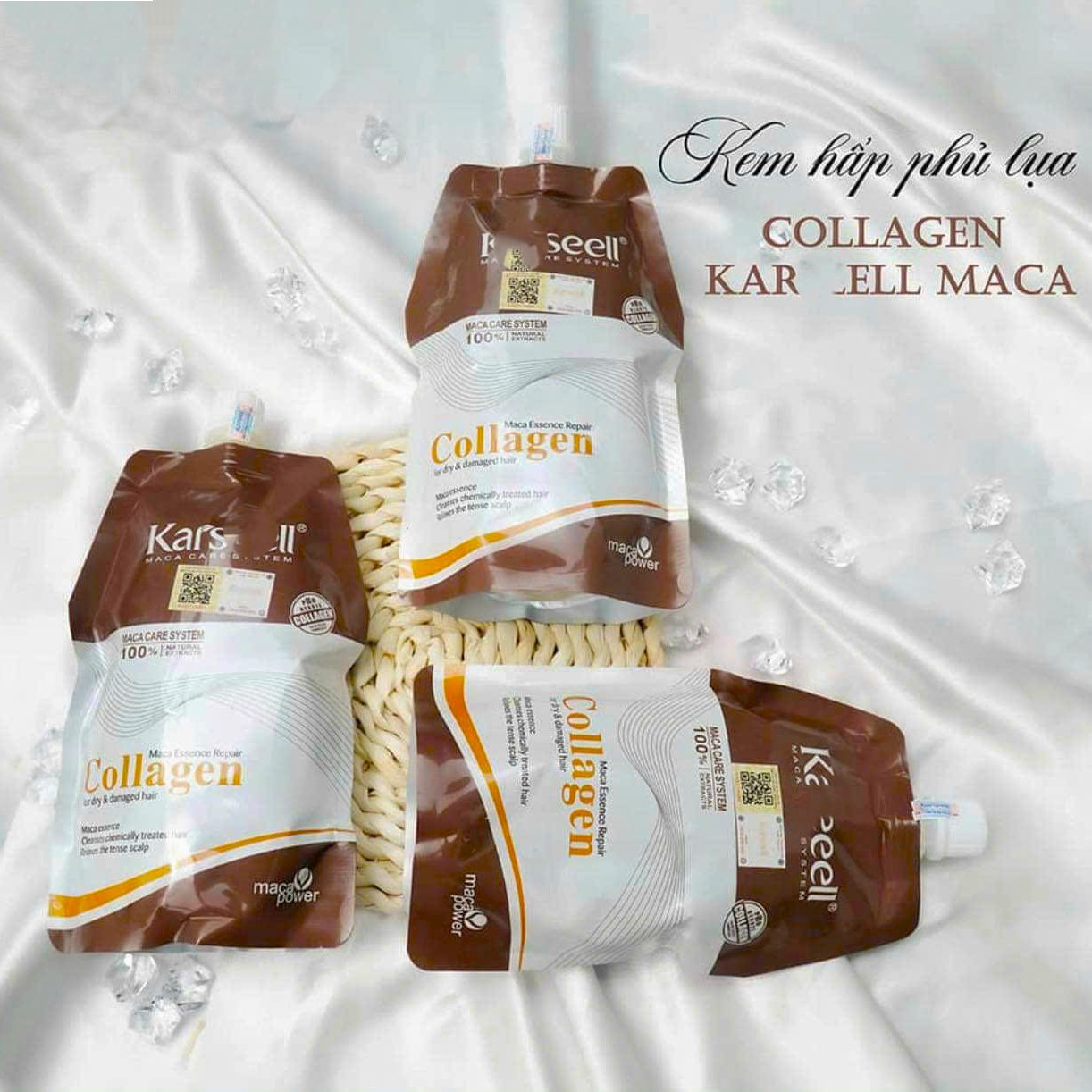 Kem Hấp Phục Hồi, Mượt Tóc Collagen Karseell Maca Care System 500ml