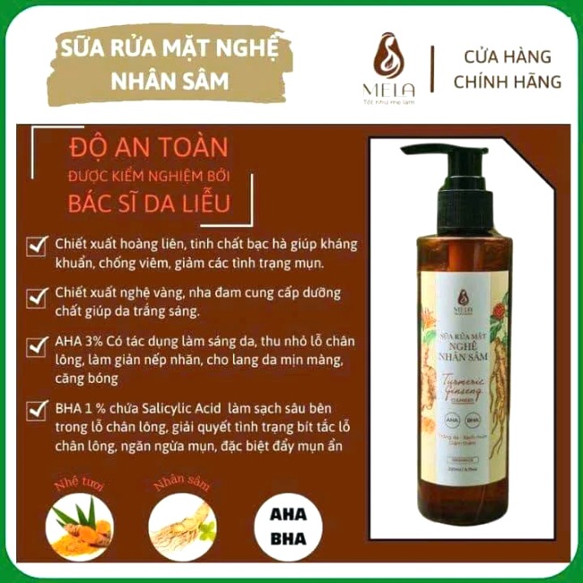 Sữa Rửa Mặt Nghệ Nhân Sâm Cho Da Dầu Mụn Mela 200ml G
