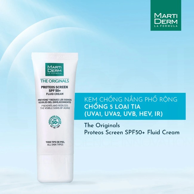 HLK Kem Chống Nắng Dưỡng Ẩm MartiDerm The Proteos Screen SPF50+ 40ml_Tây Ban Nha