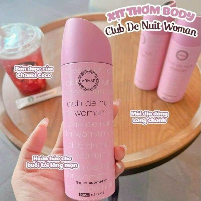 Xịt Thơm Toàn Thân Armaf Club De Nuit Perfume Body 200ml