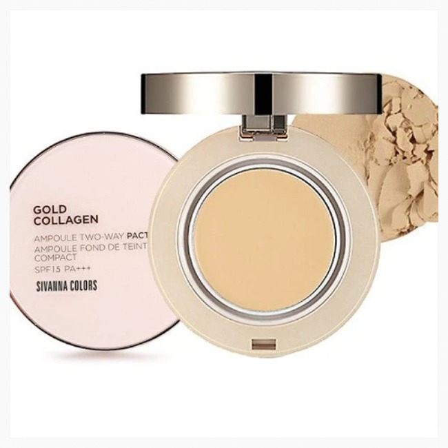 Phấn Phủ Dạng Nén Sivanna Colors Gold Colagen SPF/FPS15PA+++HF675 Siêu Mịn #21