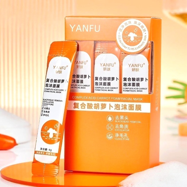 Mặt Nạ Yanfu Tạo Bọt Chiết Xuất Cà Rốt Giảm Mụn Chính Hãng Nội Địa Trung