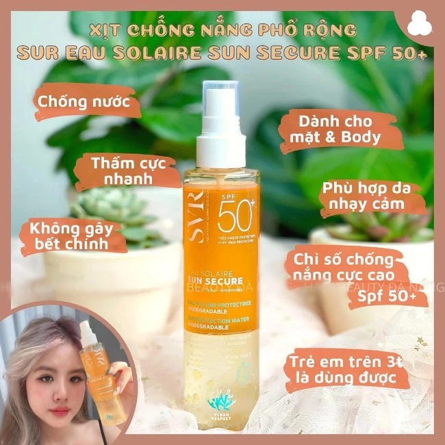 HLK-Xịt Chống Nắng SVR Sun Secure Eau Solaire SPF50+++ 200ml - Pháp