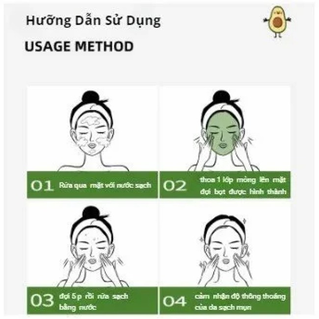 Mặt Nạ Bơ Sủi Bọt Bong Bóng Giảm Mụn Đầu Đen Mụn Cám Chính Hãng Nội Địa Trung