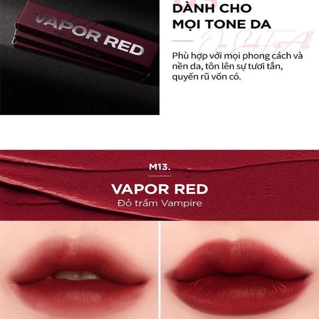 Son Kem Lì Merzy Noir In The Mellow Tint Red Edition #M13 Vampor Red