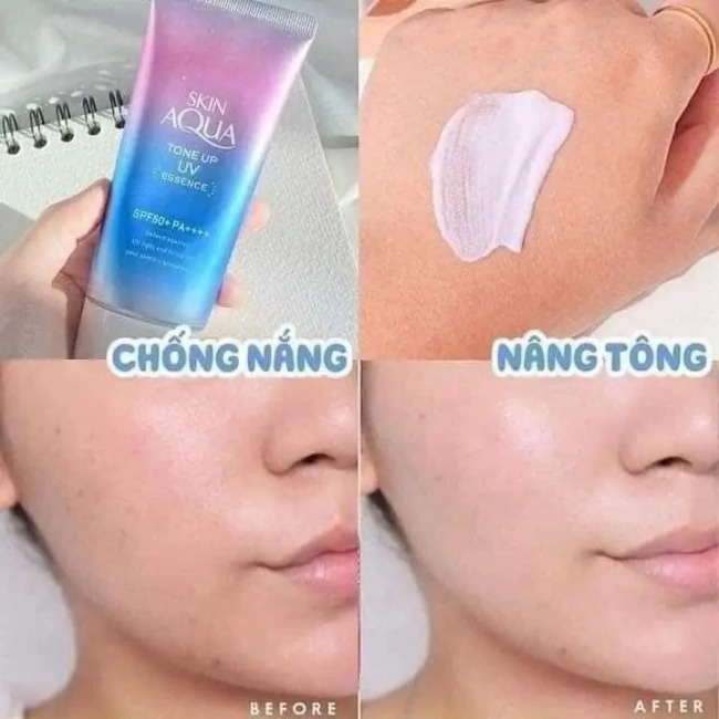 Kem chống nắng S.kin Aqua Essence Tone UP U.V Rohto SPF50+ 80gr