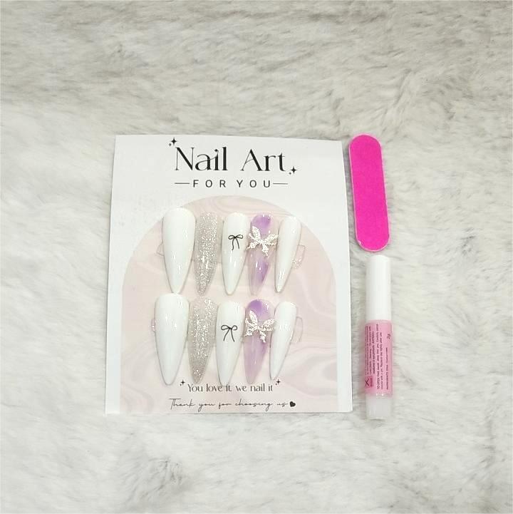 Bộ 10 m.óng ta.y gi.ả nhọn mẫu mới kèm keo dán