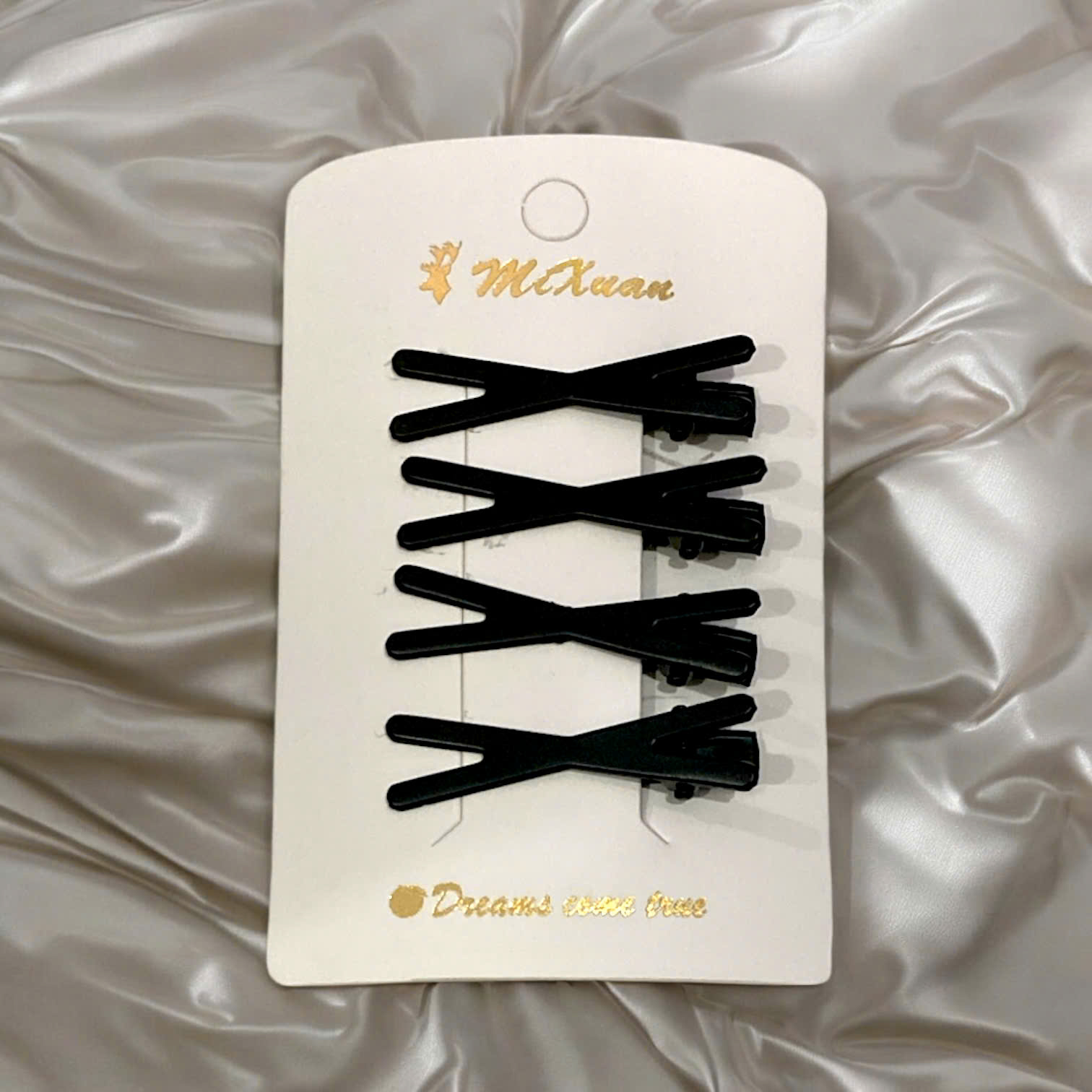 13.1 Set 4 kẹp tóc mái mỏ vịt hình chéo X dễ thương 4,5cm