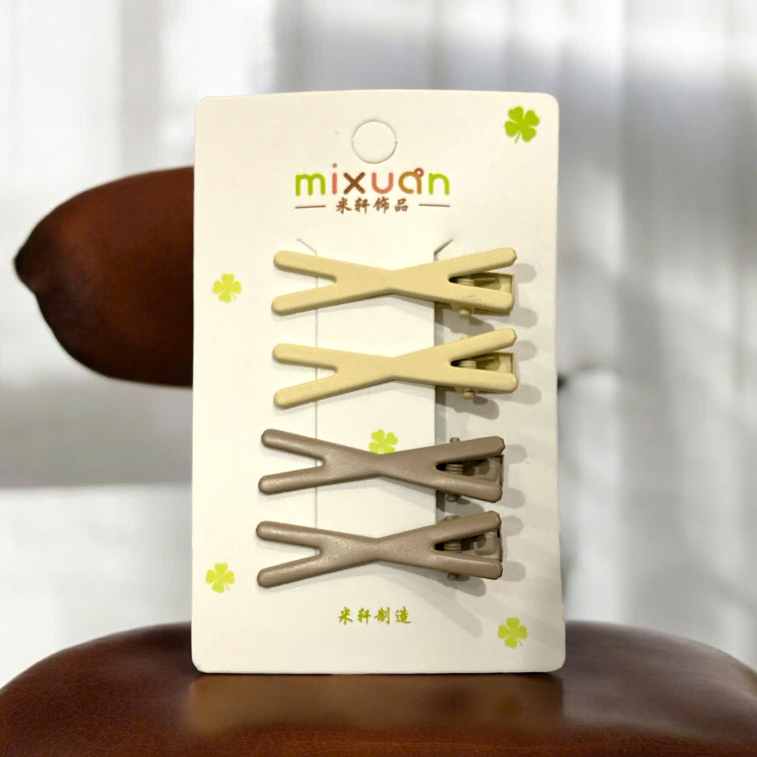 13.1 Set 4 kẹp tóc mái mỏ vịt hình chéo X dễ thương 4,5cm