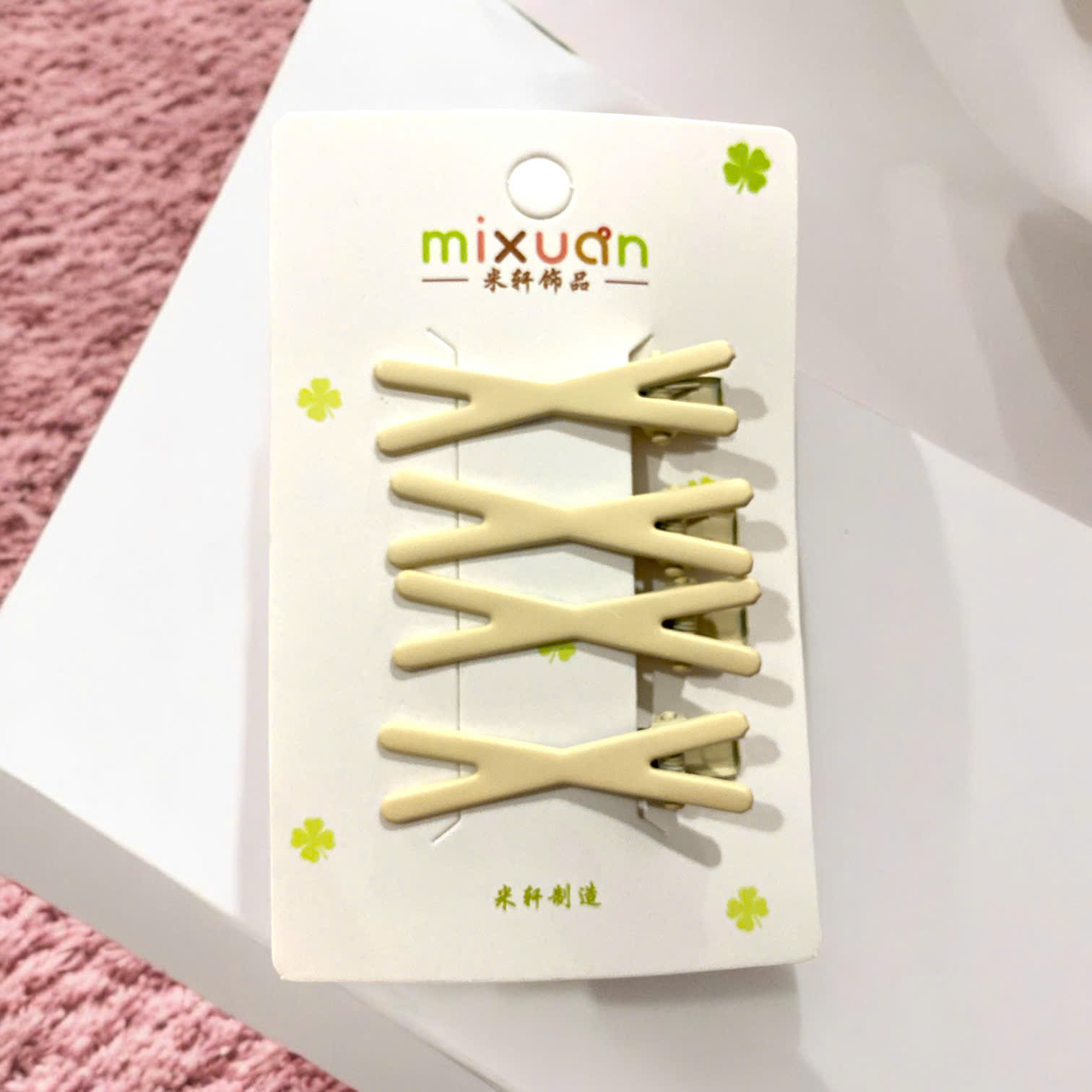 13.1 Set 4 kẹp tóc mái mỏ vịt hình chéo X dễ thương 4,5cm