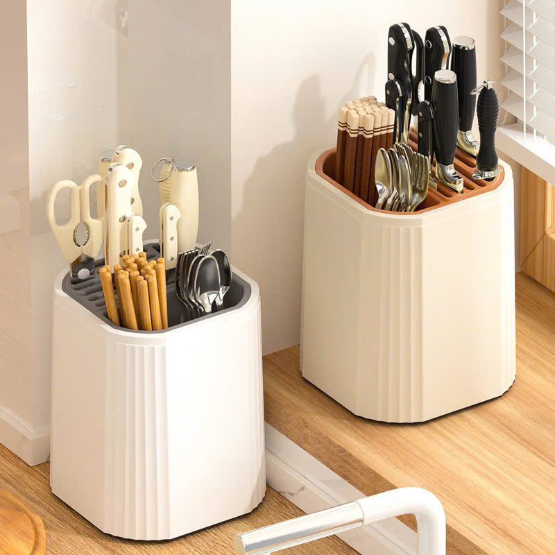 CT7. Hộp Đựng Dao Muỗng Đũa Dao Đa Năng Có Thể Xoay 360 Độ 18x18x22cm