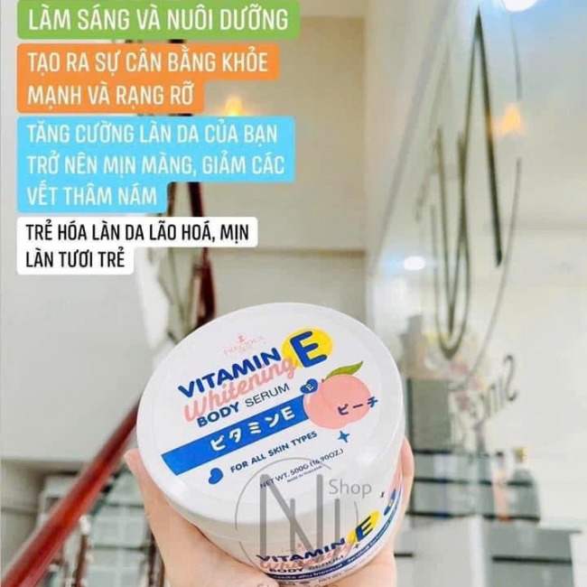 Kem Dưỡng Body Vitamin E Whitening Body Serum 500g (mẫu mới)