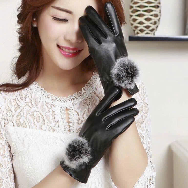 15.2 Đôi bao tay da nữ thời trang mùa đông lót nỉ giữ ấm