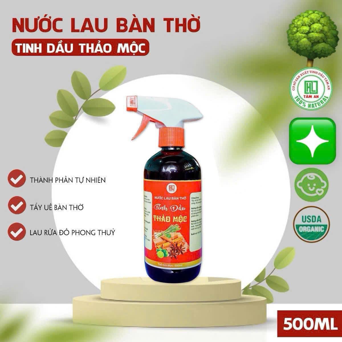 SKG5. Nước lau bàn thờ tinh dầu thao mộc Tâm An 500ml