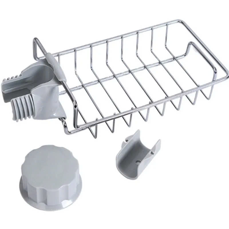 S4. Giá treo khay inox gắn vòi nước rửa chén tiện dụng 17.5x10,5x3,5cm
