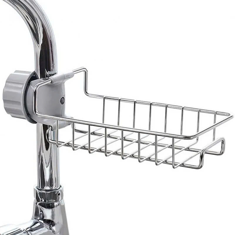 S4. Giá treo khay inox gắn vòi nước rửa chén tiện dụng 17.5x10,5x3,5cm