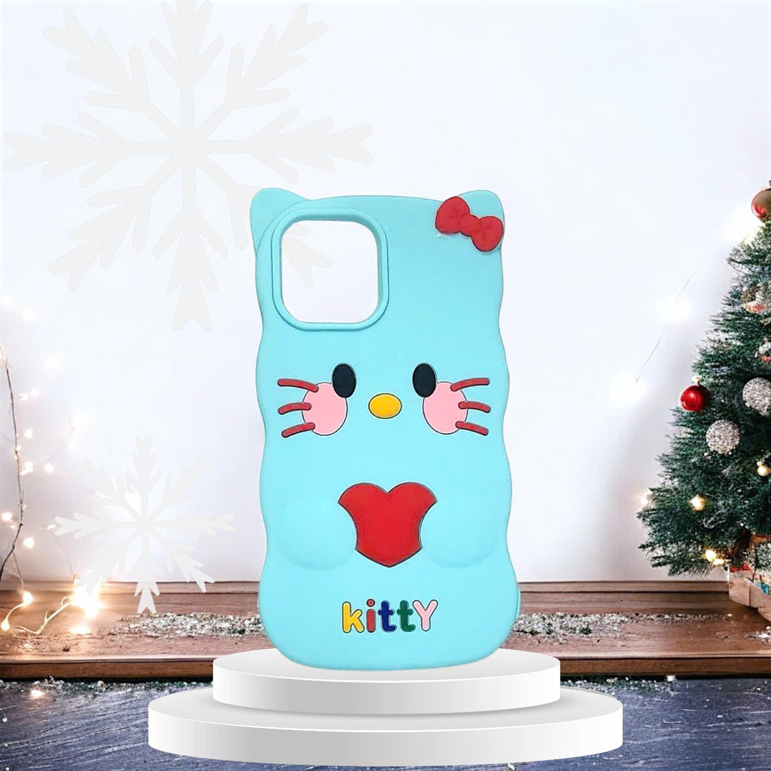 Ốp Lưng Điện Thoại Silicon Mèo Kitty Màu Xanh Cho IPHONE
