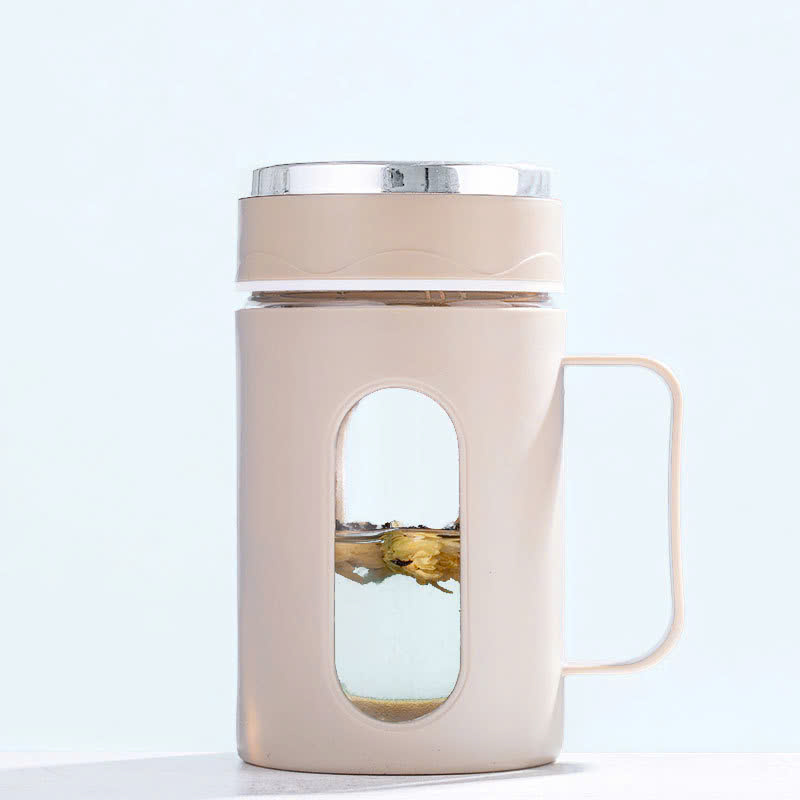 CT4. Ly thủy tinh 2 lớp cách nhiệt có tay cầm + nắp 500ml