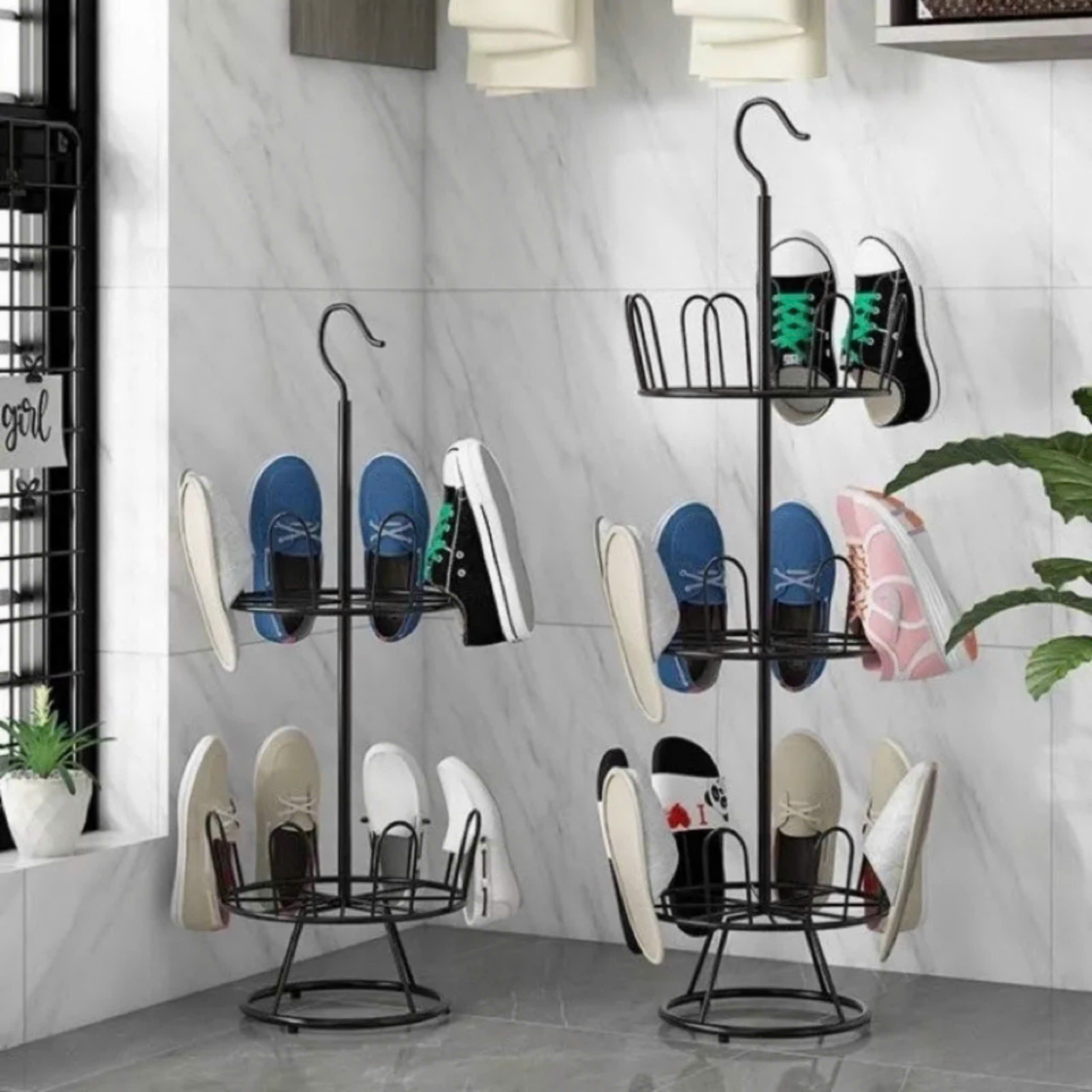 Kệ phơi giầy dép 3 tầng xoay 360 độ