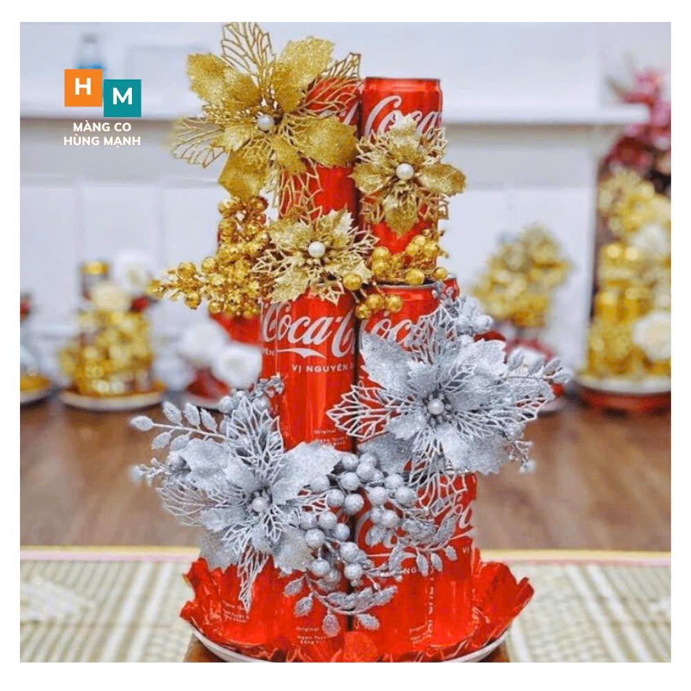 Sét 3 cành quả sung nhũ kim tuyến trang trí Tết (10->12cm)