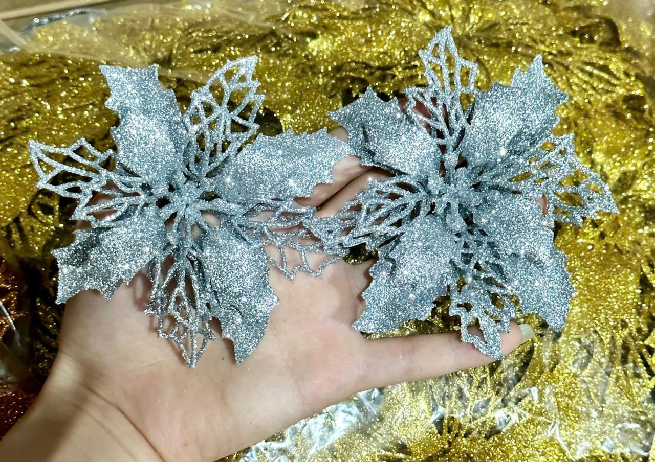 Hoa Trạng Nguyên trang trí phủ kim tuyến lấp lánh size 11 cm