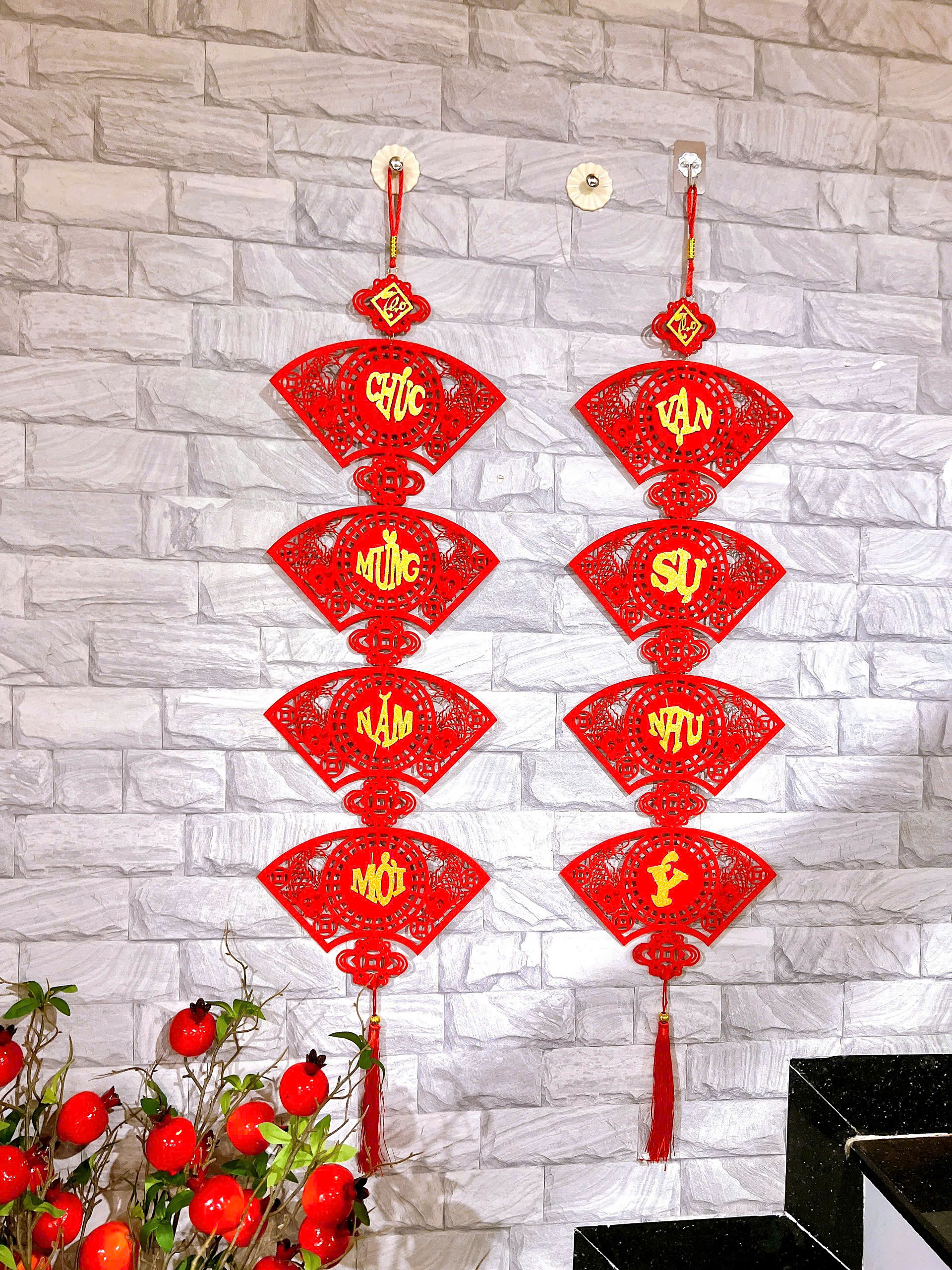 Bịch Cặp Dải Treo Tết Câu Đối Hình Quạt 2025 (100->110cm)