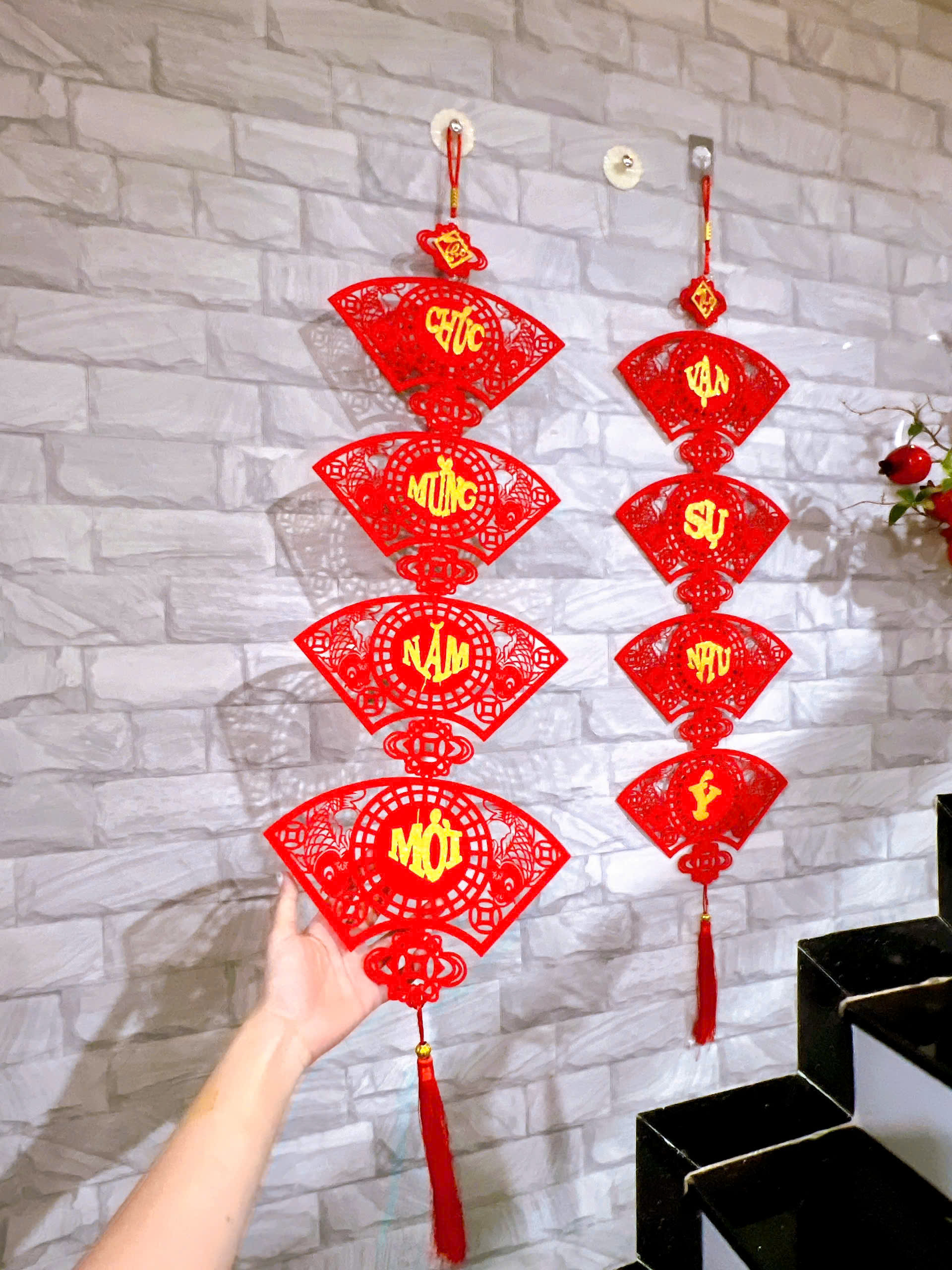 Bịch Cặp Dải Treo Tết Câu Đối Hình Quạt 2025 (100->110cm)