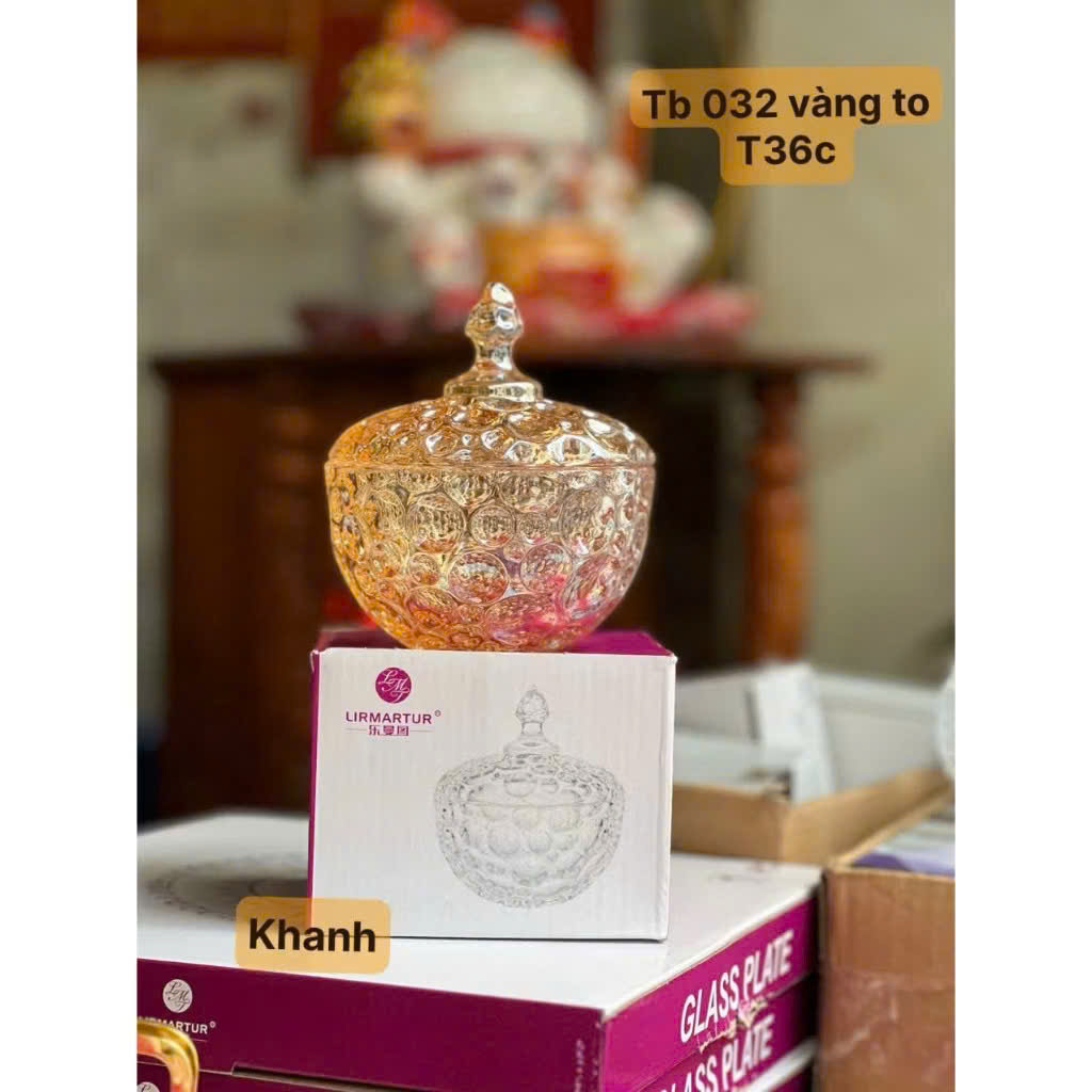 Hũ Đựng Mứt, Hạt Dưa, Bánh Kẹo Hoạ Tiết Bi Thủy Tinh 120x140mm TB032