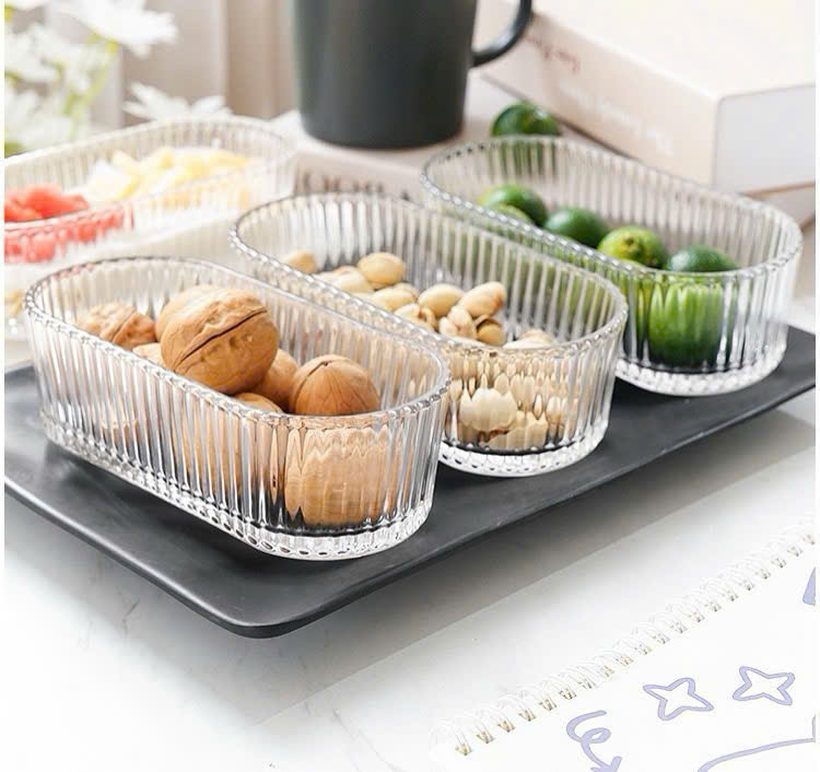 Thố mứt thuỷ tinh bầu dục siêu sangg 17x5x7,5cm