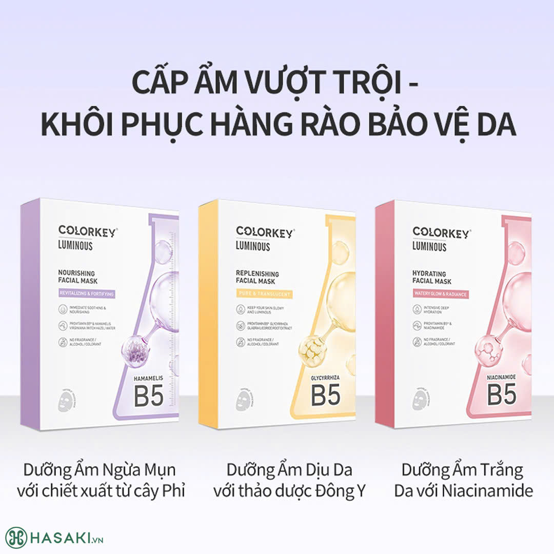 {China}Miếng Mặt Nạ Colorkey Dưỡng Ẩm Làm Dịu, Sáng Da, Ngừa Mụn 25g
