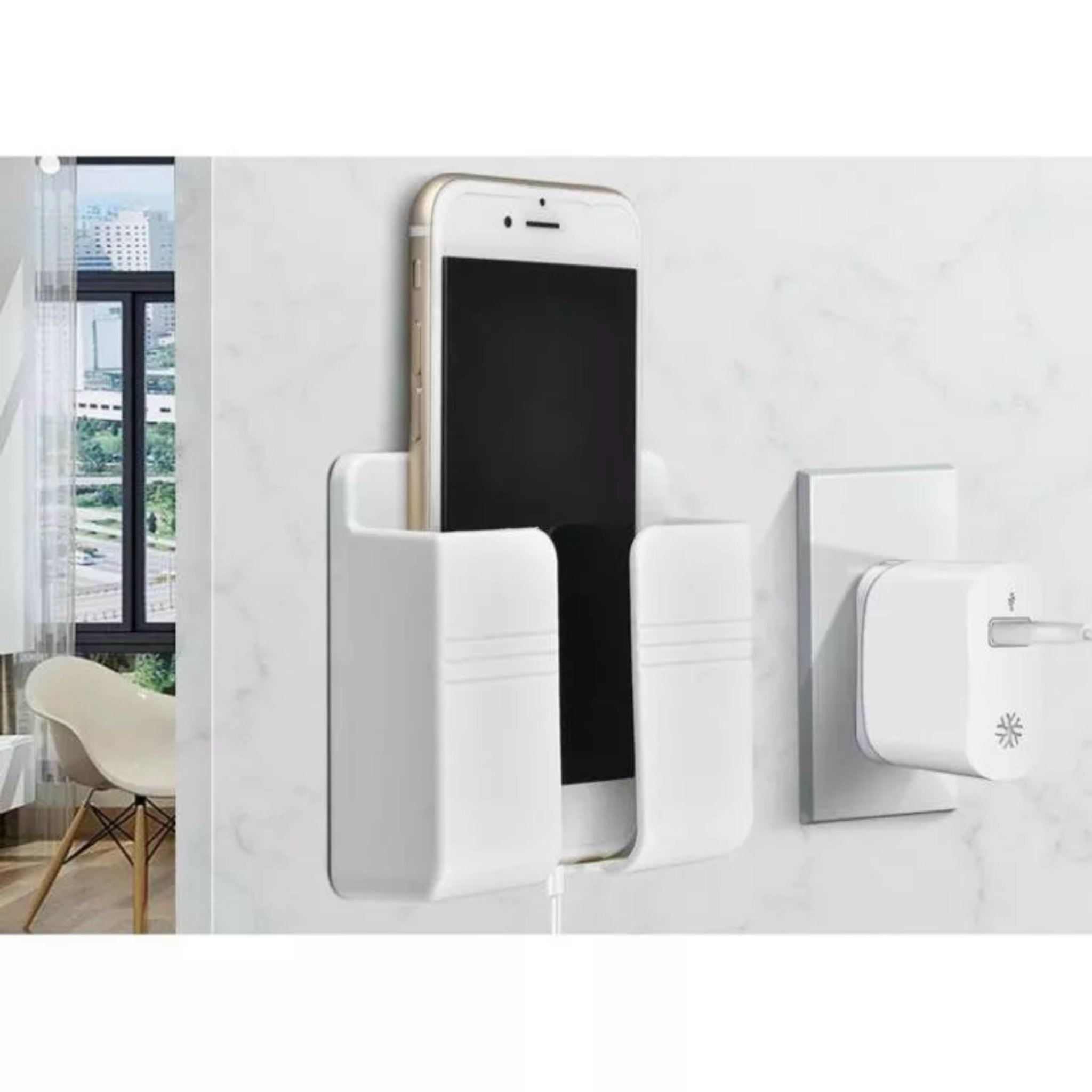 Sét 2 Kệ Dán Tường Giá Đỡ Sạc Điện Thoại, Điều Khiển 10x8,5cm