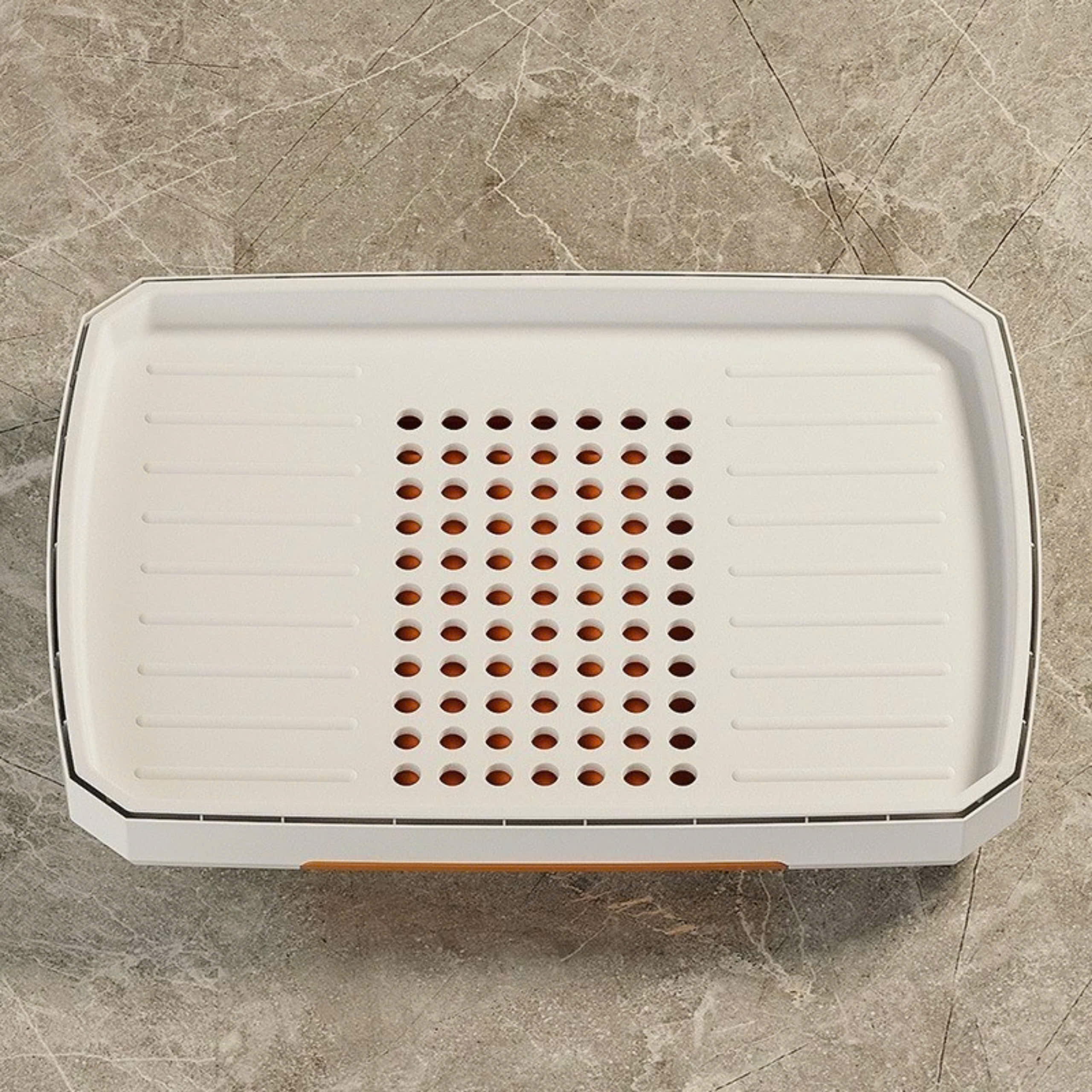 PT2.3 Rổ úp bát đĩa có nắp đậy đa năng màu trắng sữa 35cm