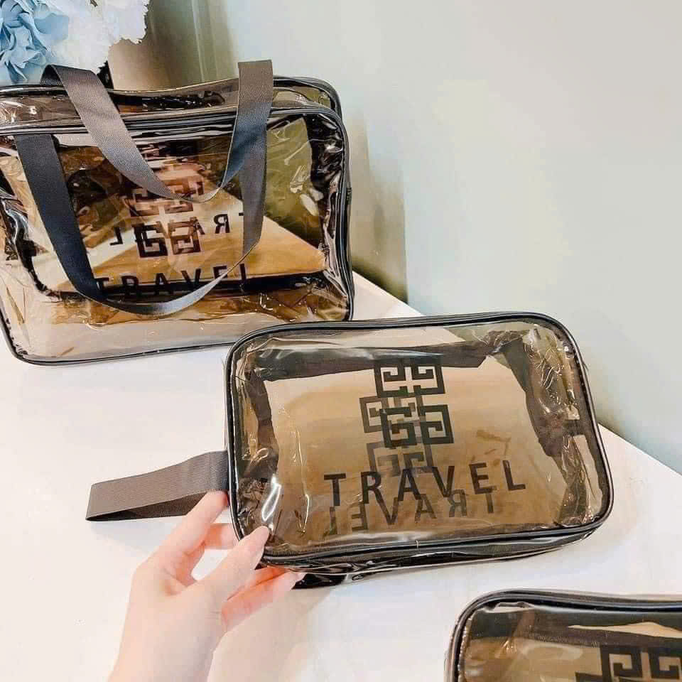 Sét 3 túi nhựa đựng mỹ phẩm trong suốt cao cấp