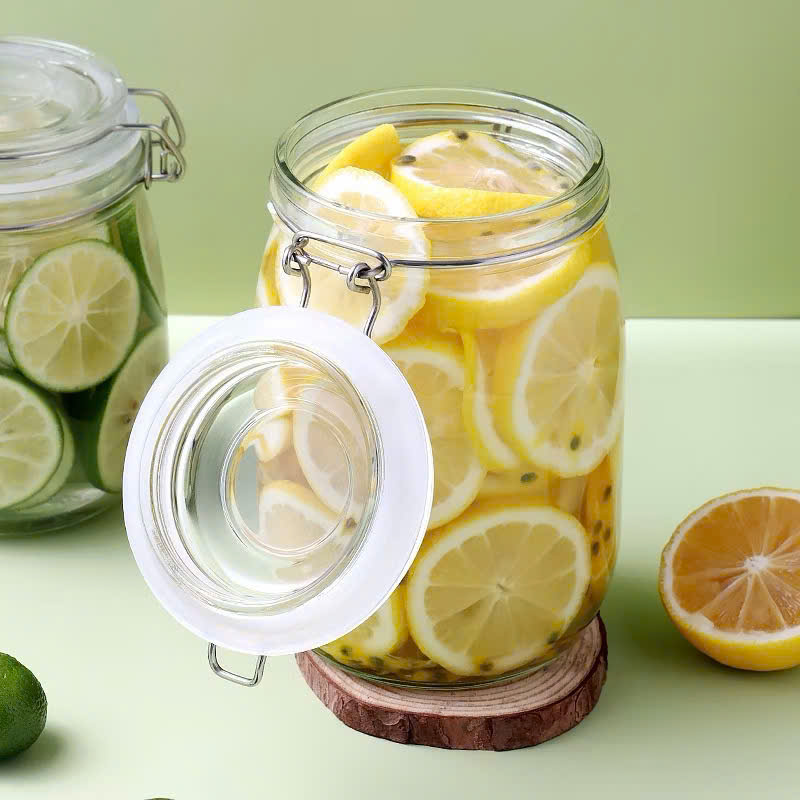 Hũ thuỷ tinh tròn nắp cài 1000ml