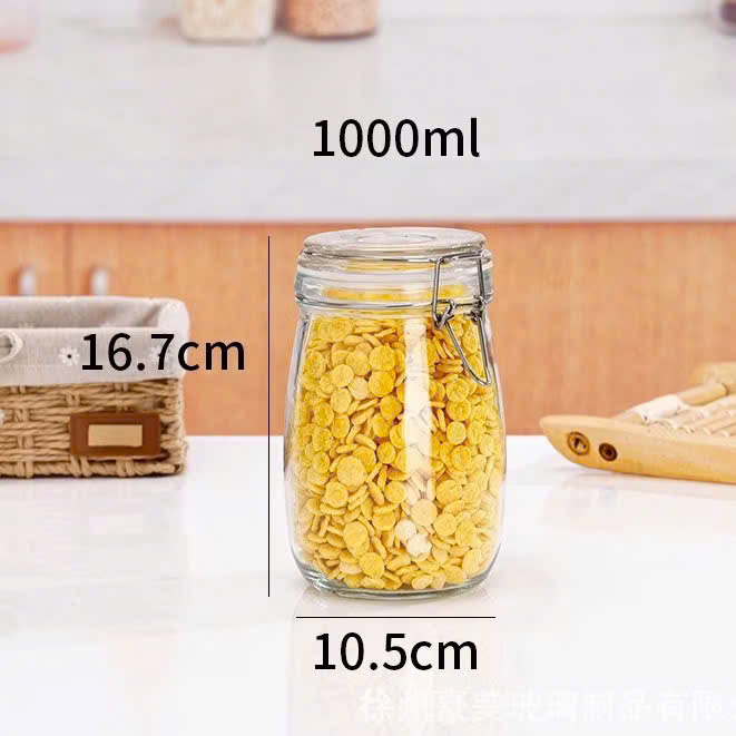 Hũ thuỷ tinh tròn nắp cài 1000ml