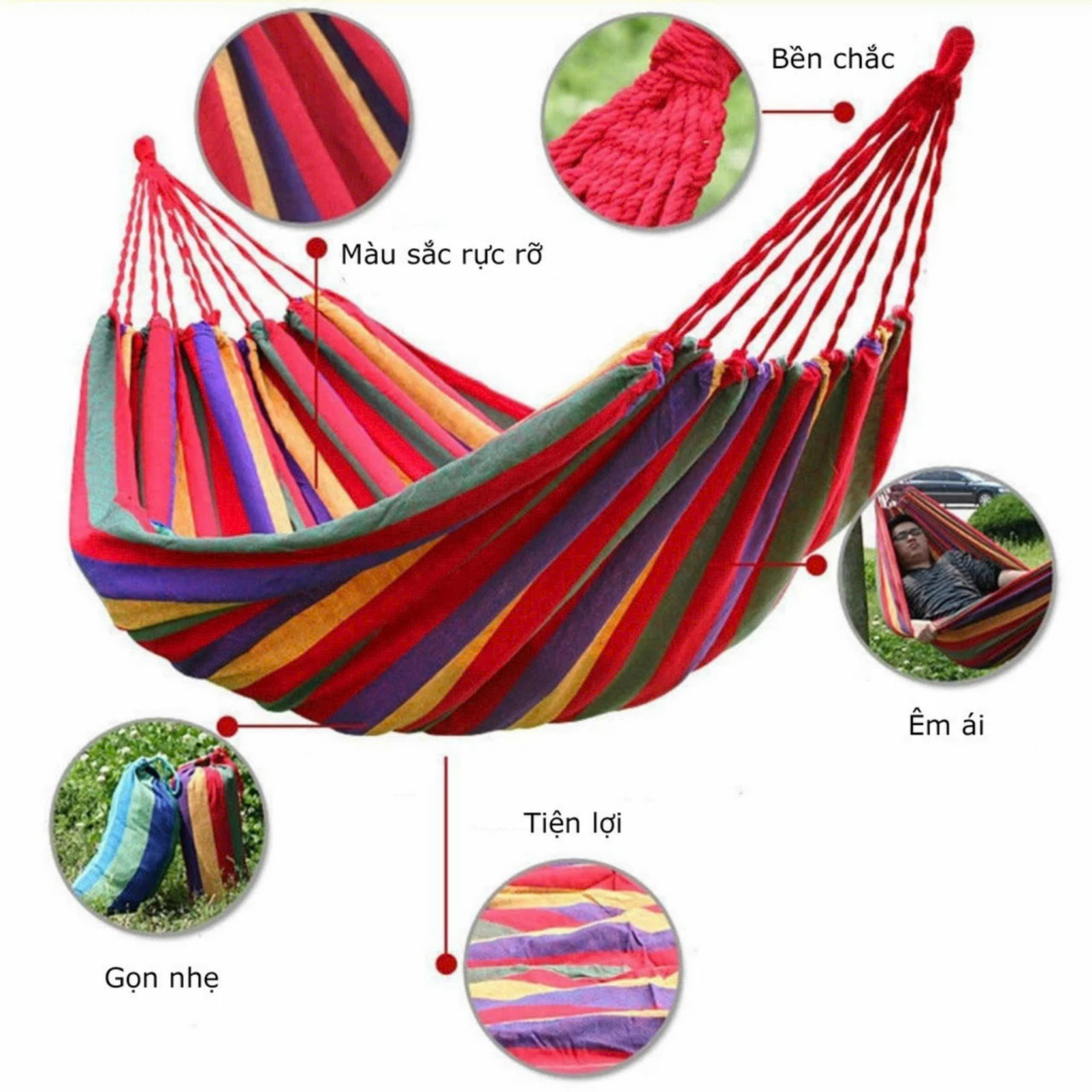 Võng du lịch nhiều màu 280 x 80cm