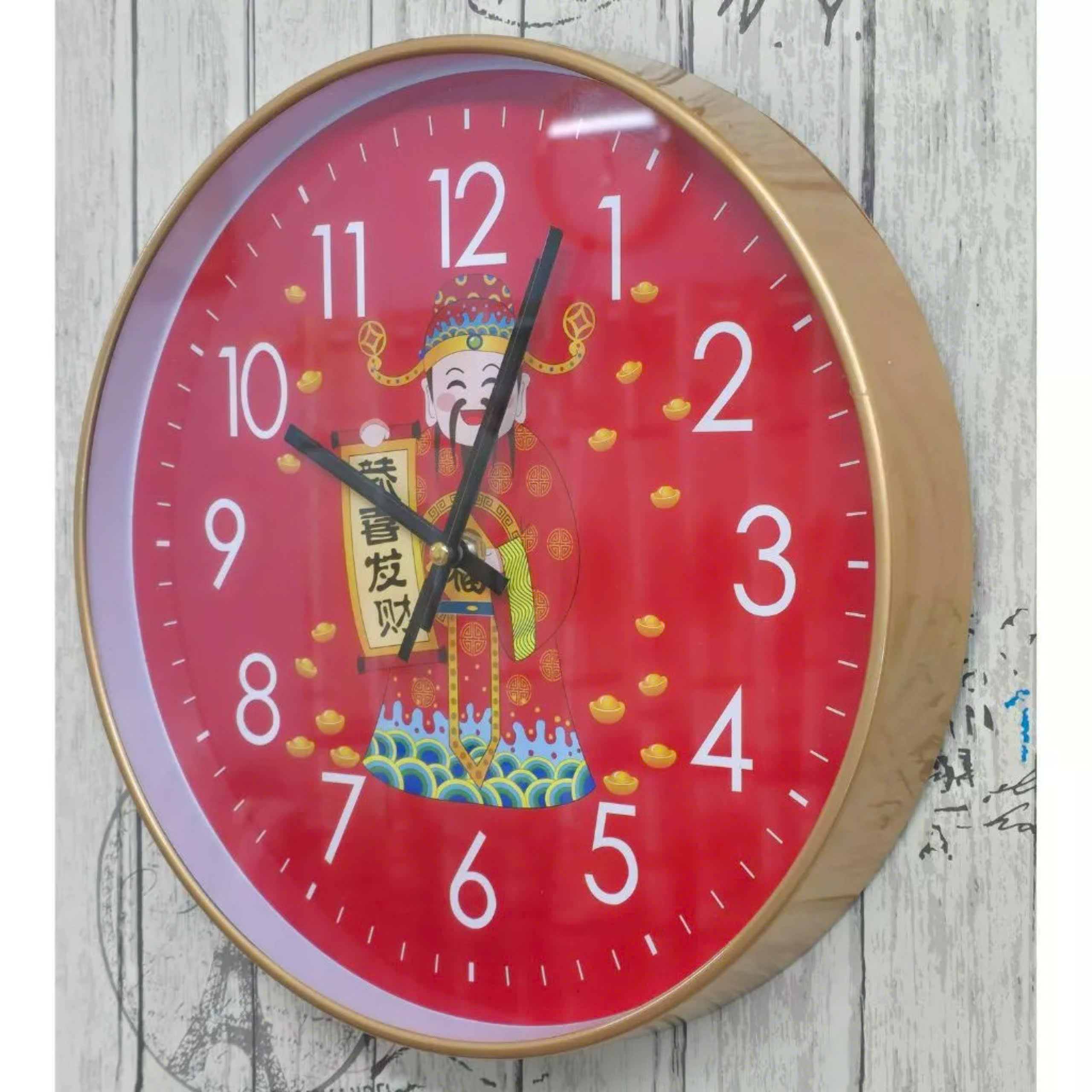 S4. Đồng hồ treo tường hình ông thần tài 20cm