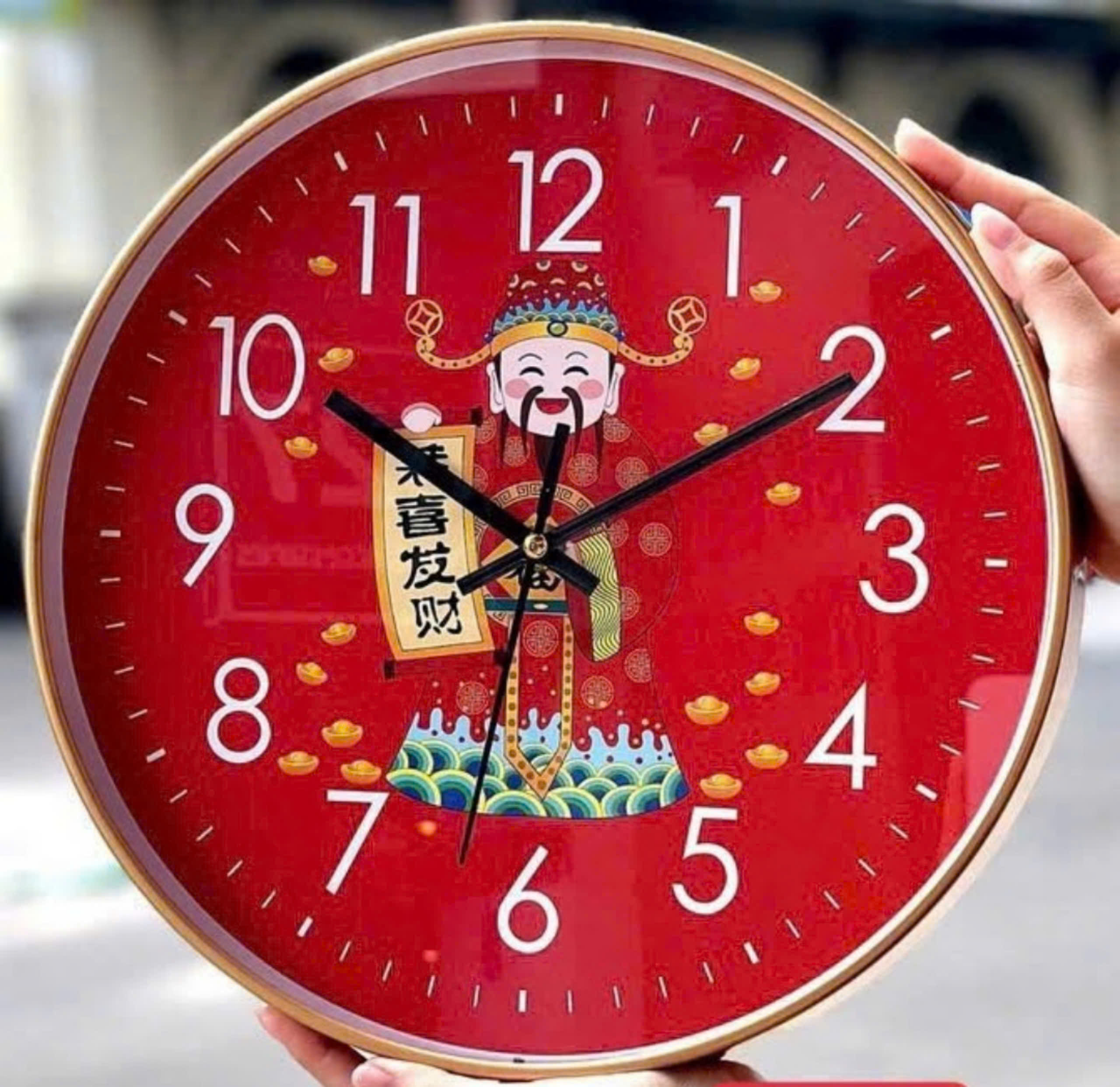 S4. Đồng hồ treo tường hình ông thần tài 20cm
