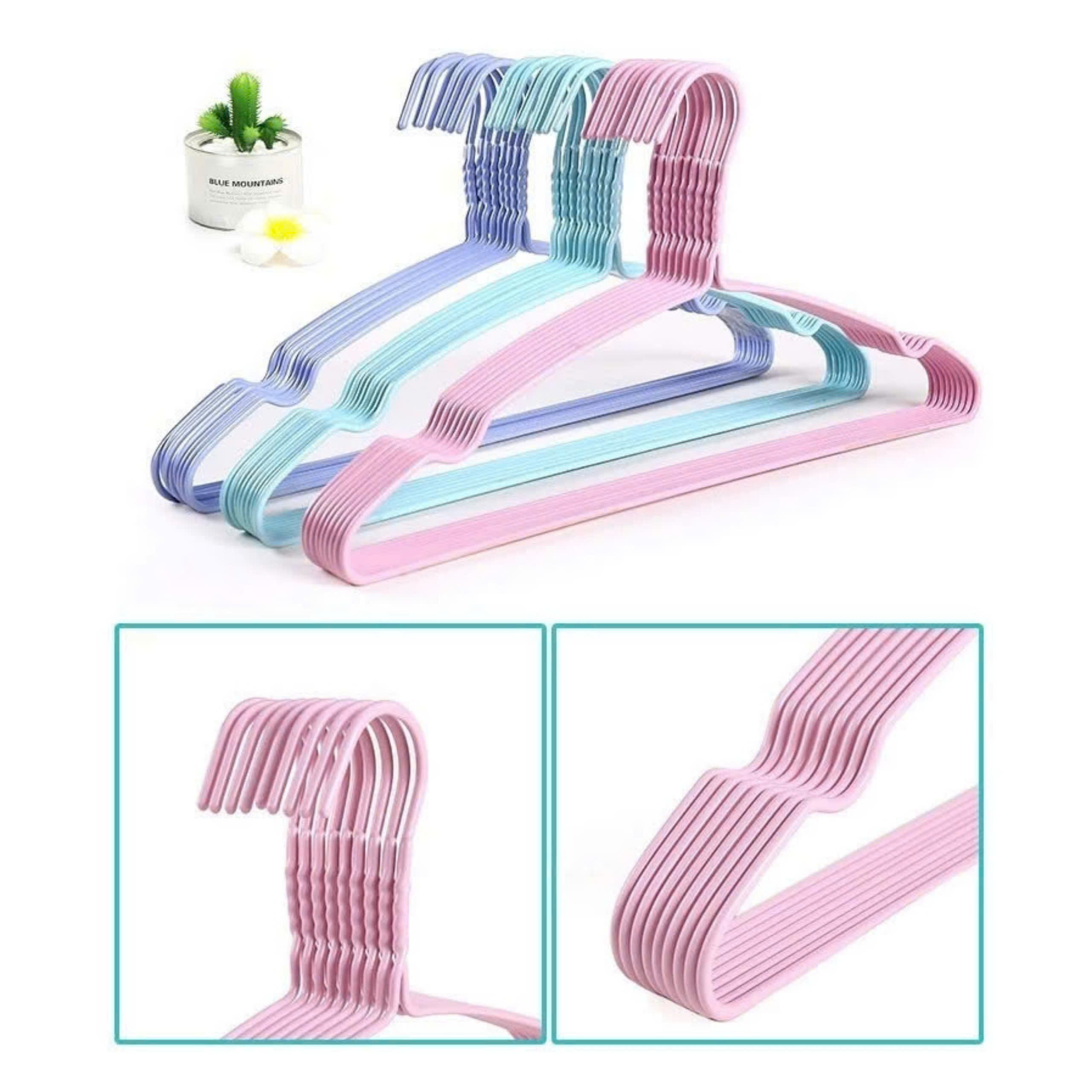 Sét 10 móc phơi quần áo màu hồng 40cm
