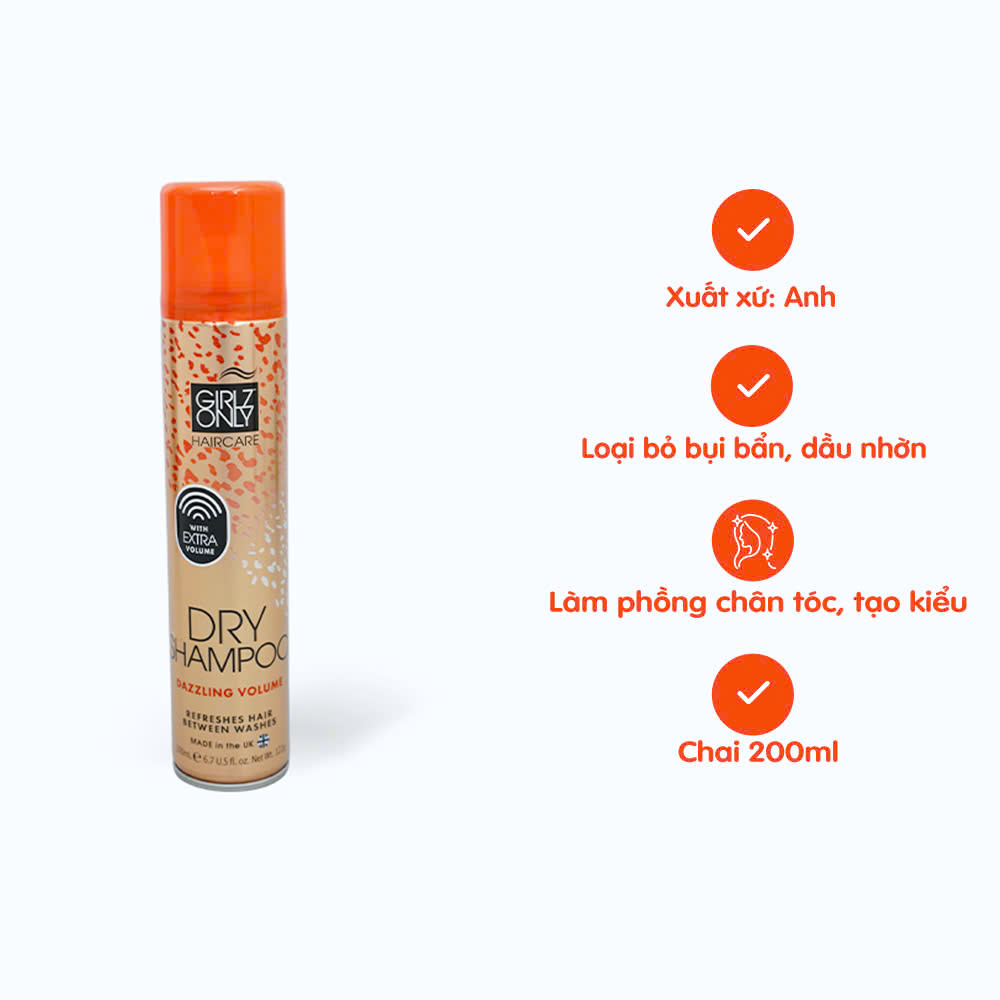 B3. Dầu Gội Khô Girlz Only Dry Shampoo 200ml